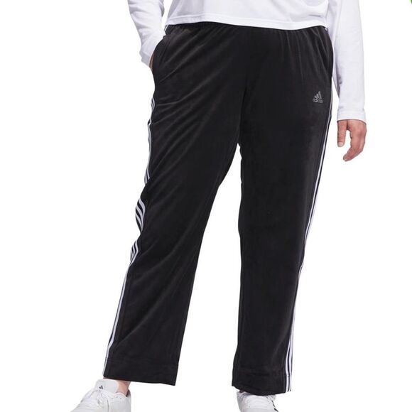 Adidas Plus Y2K Glam Velour Wide-Leg Track Pants- Size 1X - Picture 1 of 11